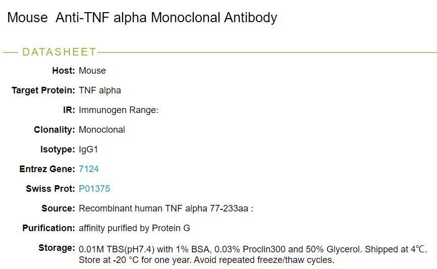 肿瘤坏死因子-a单克隆抗体